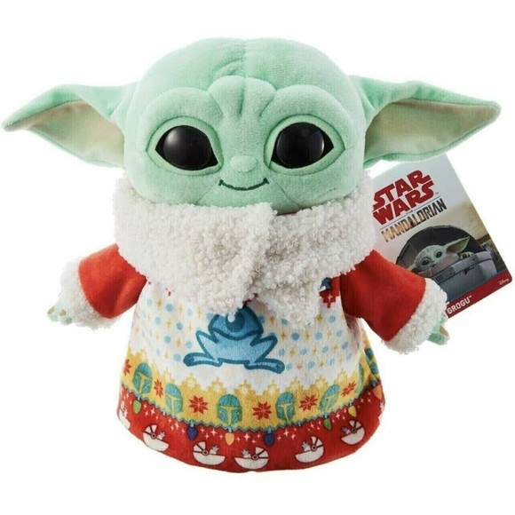Star Wars Mandalorian The Child Grogu 8" Plush Holiday Sweater Baby Yoda - Picture 1 of 2